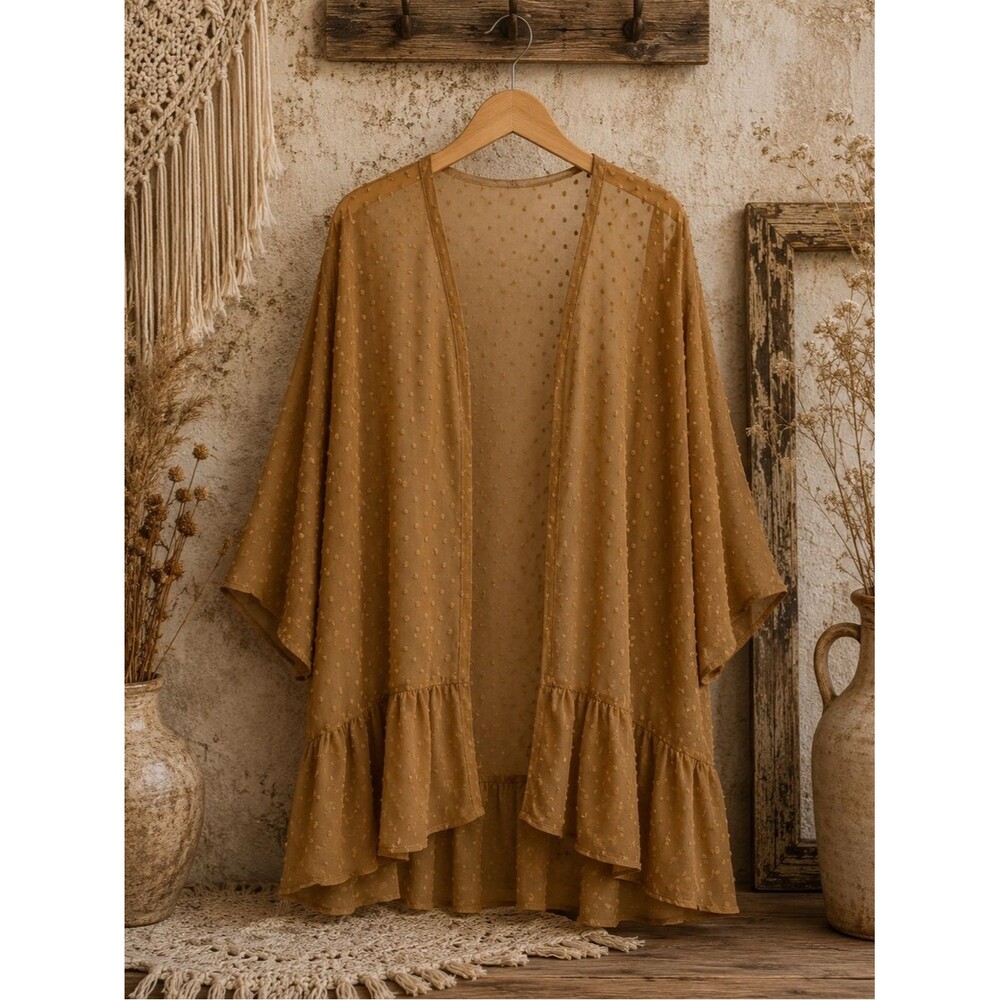 Maurice’s Clip Dot Kimono Open‎ Top Blouse Size 0